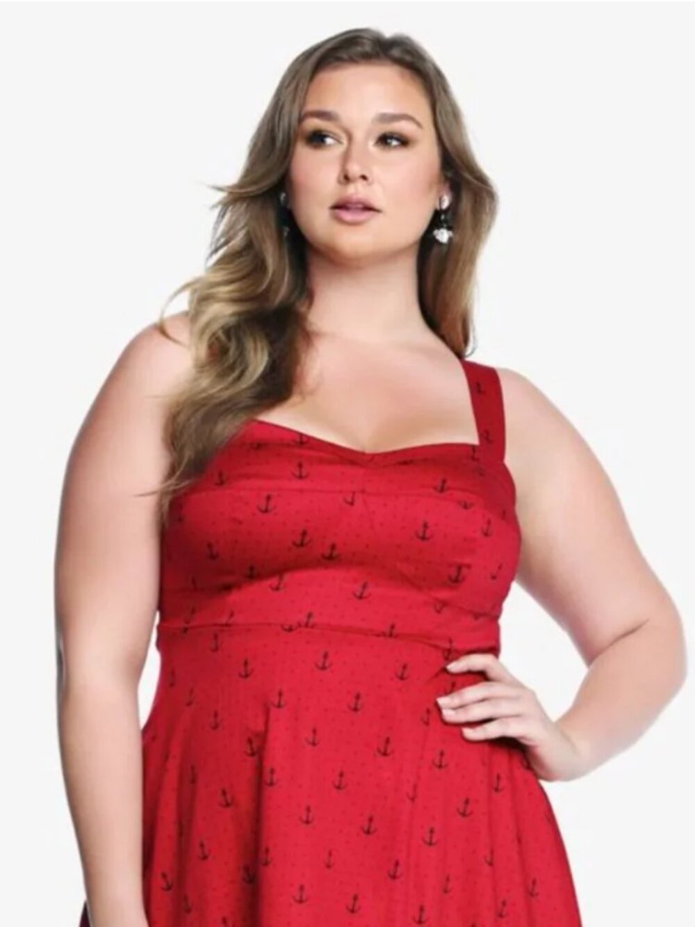Torrid woman’s size 12 pin up style red and black anchor nautical summer dress